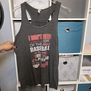 Bella Canvas Gray Tank Top with Red and White Print BASEBALL MOM TANK